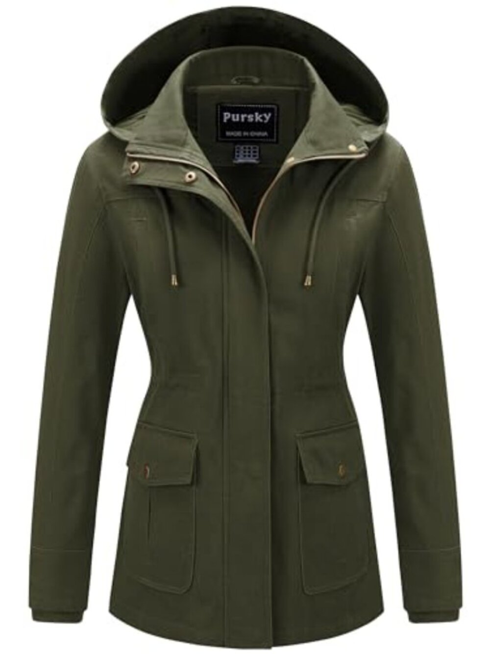 Women's Cotton Anorak Jacket Lightweight Military Utility Coat Removable Hood